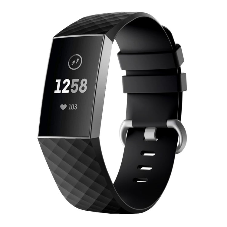 Rigtigt nydelig Fitbit Charge 3 Silikone Rem - Sort#serie_10