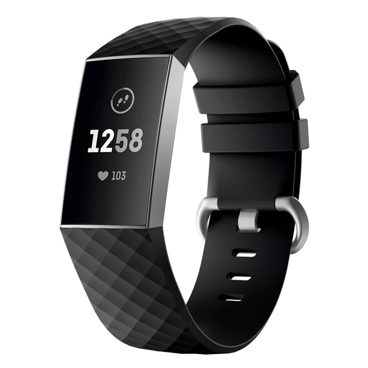 Rigtigt nydelig Fitbit Charge 3 Silikone Rem - Sort#serie_10