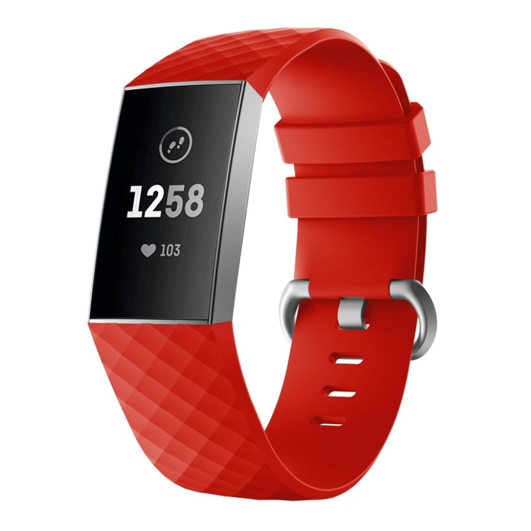 Rigtigt nydelig Fitbit Charge 3 Silikone Rem - Rød#serie_7