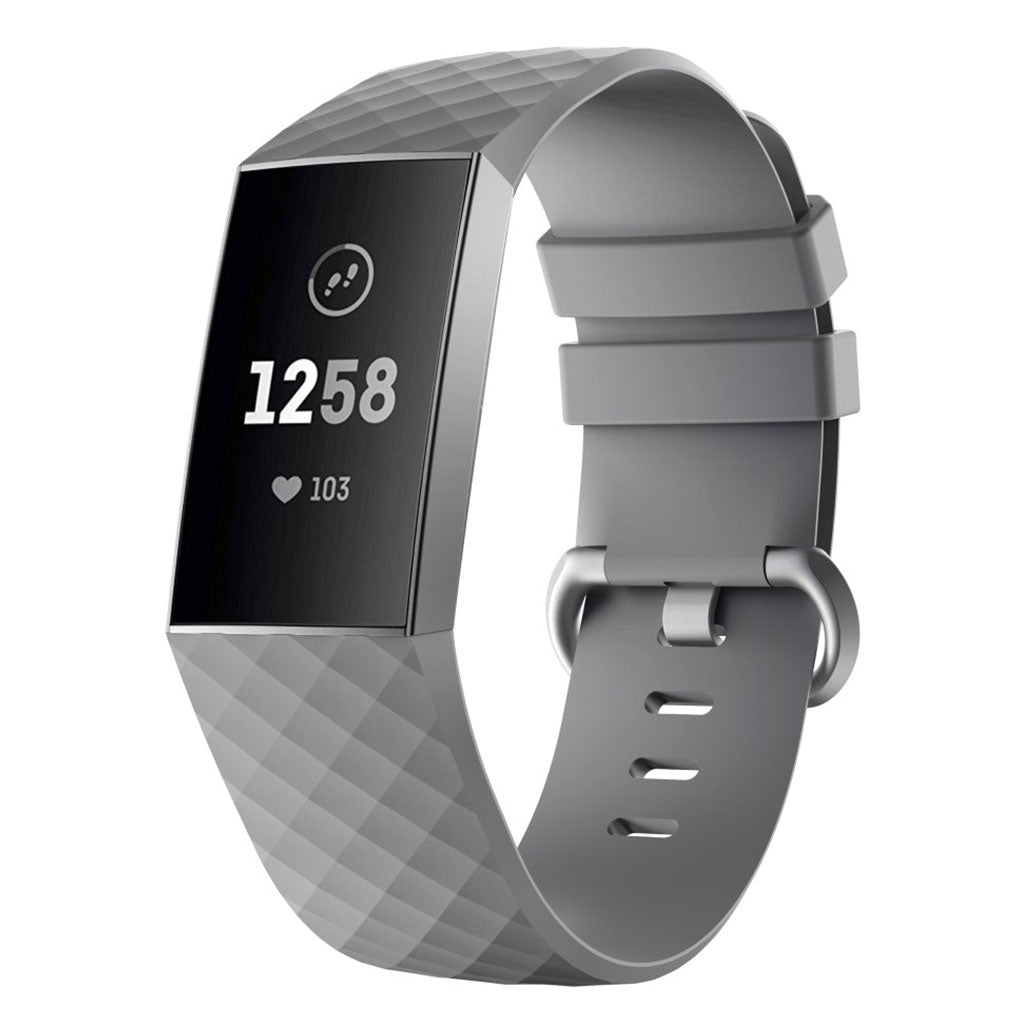 Rigtigt nydelig Fitbit Charge 3 Silikone Rem - Sølv#serie_8