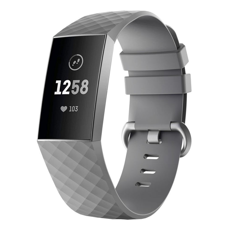 Rigtigt nydelig Fitbit Charge 3 Silikone Rem - Sølv#serie_8