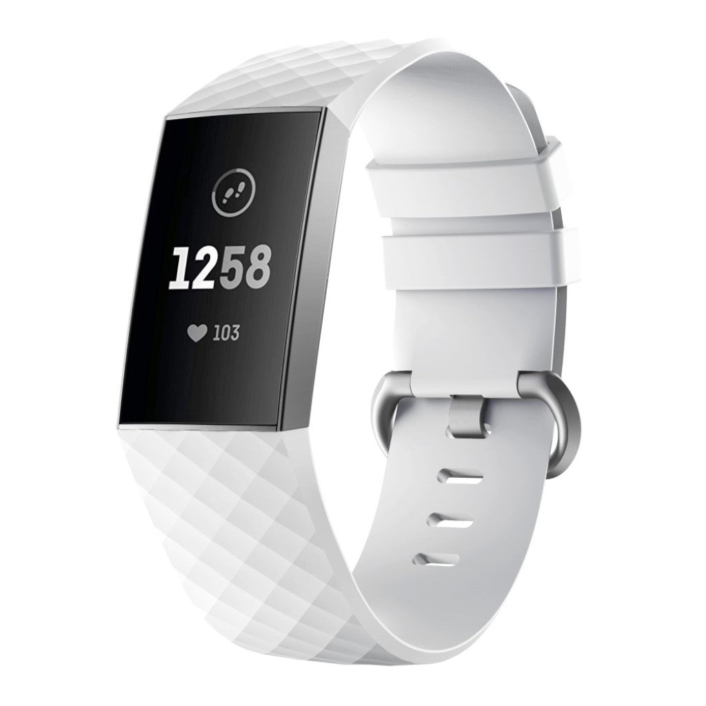 Rigtigt nydelig Fitbit Charge 3 Silikone Rem - Hvid#serie_9