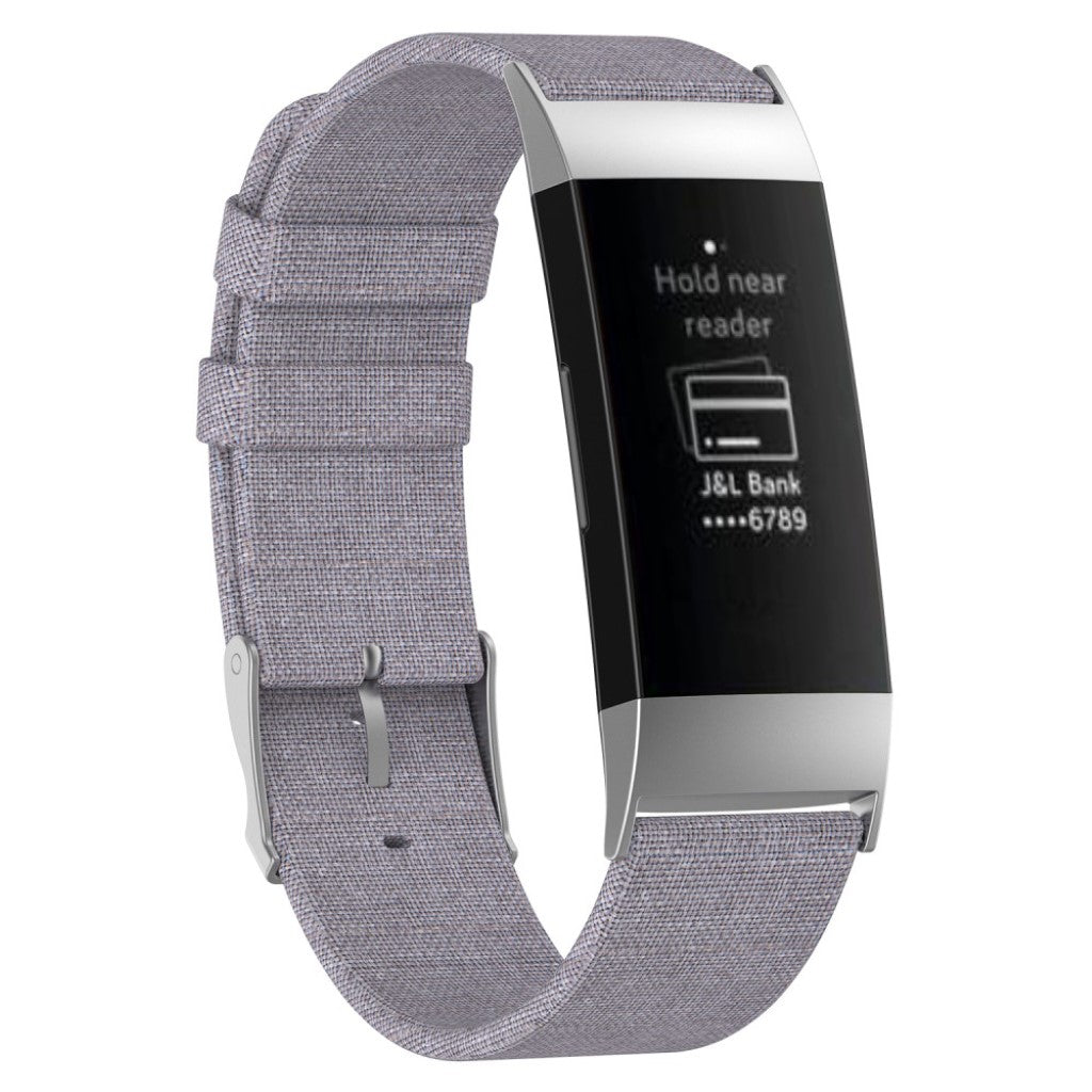 Mega cool Fitbit Charge 3 Nylon Rem - Sølv#serie_4