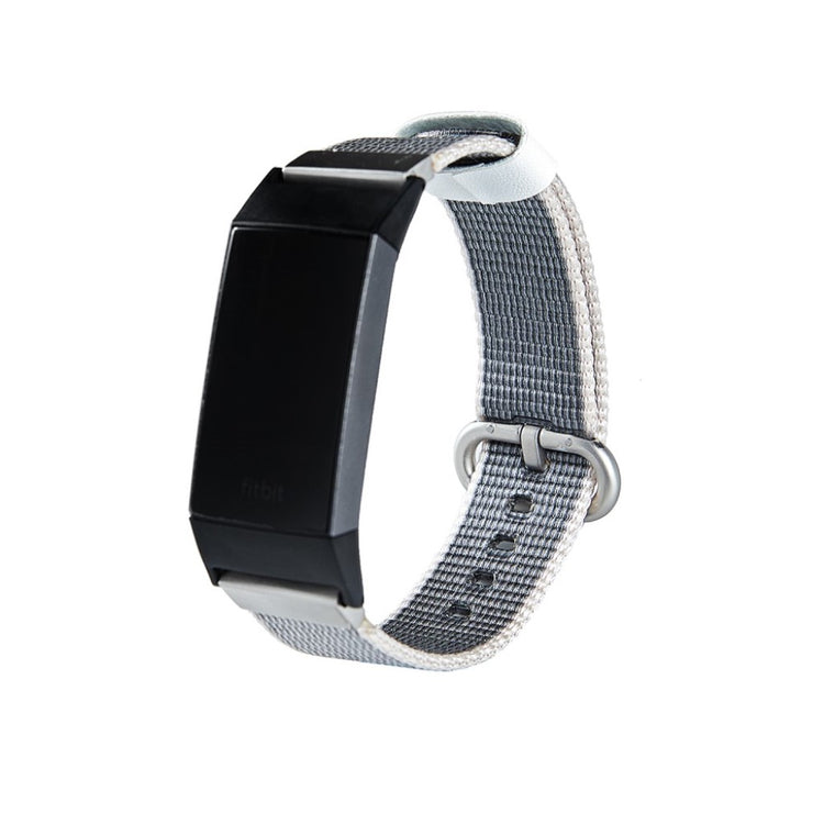 Meget kønt Fitbit Charge 3 Nylon Rem - Sølv#serie_5