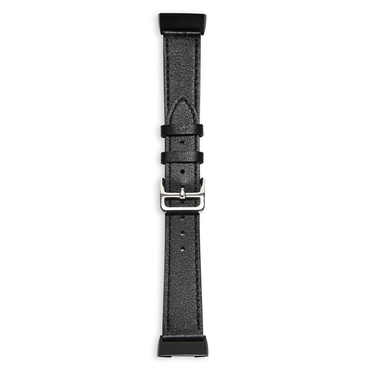 Tidsløst Fitbit Charge 3 Ægte læder Rem - Sort#serie_1