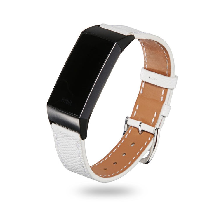 Tidsløst Fitbit Charge 3 Ægte læder Rem - Hvid#serie_2