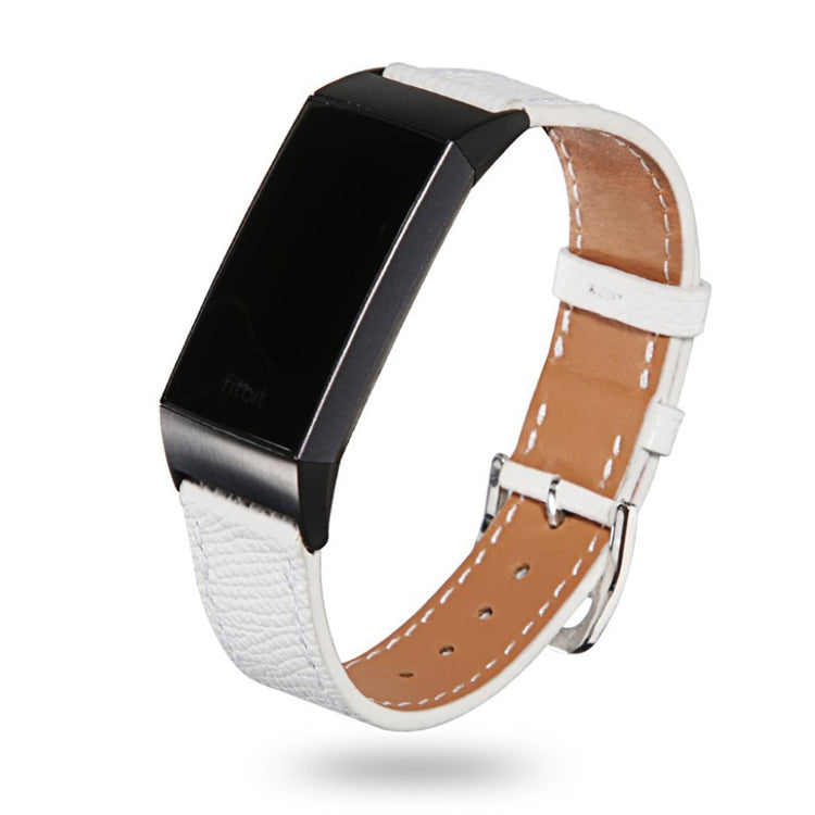 Tidsløst Fitbit Charge 3 Ægte læder Rem - Hvid#serie_2