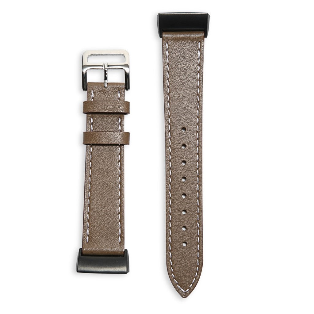 Tidsløst Fitbit Charge 3 Ægte læder Rem - Brun#serie_4