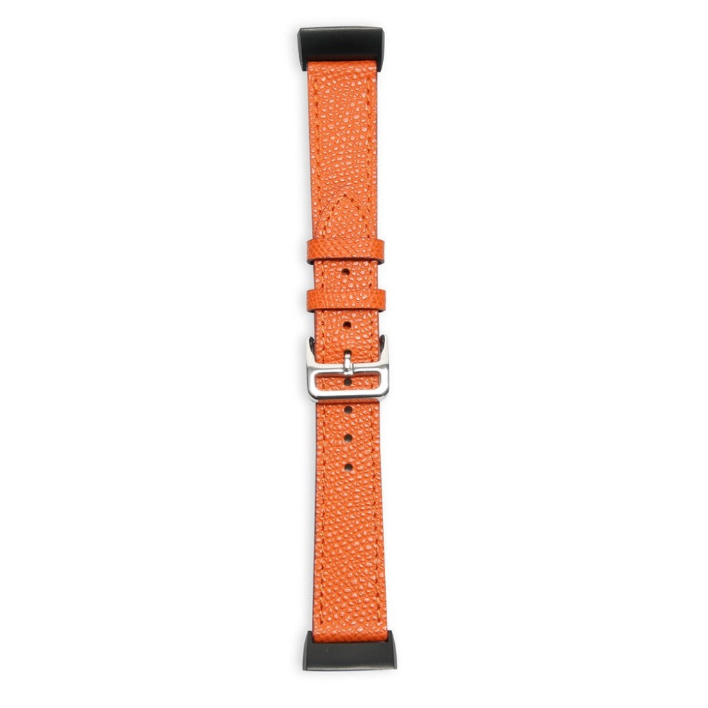 Tidsløst Fitbit Charge 3 Ægte læder Rem - Orange#serie_5