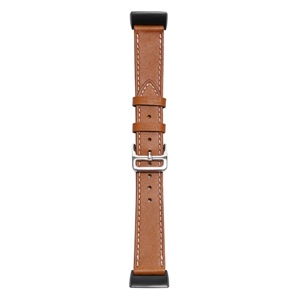 Tidsløst Fitbit Charge 3 Ægte læder Rem - Brun#serie_6