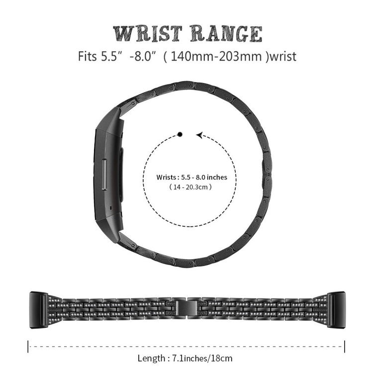 Vildt smuk Fitbit Charge 3 Plastik og Silikone Rem - Sort#serie_1