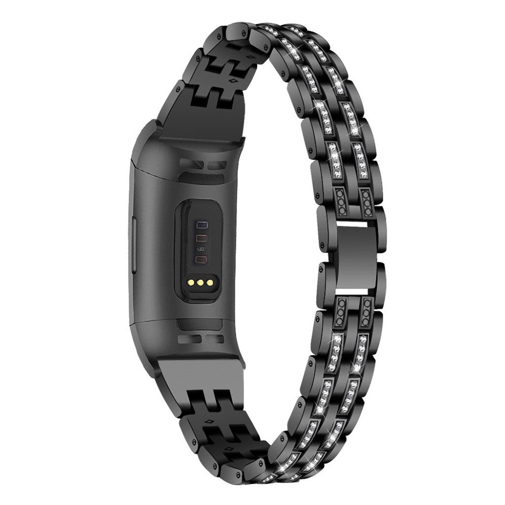 Vildt smuk Fitbit Charge 3 Plastik og Silikone Rem - Sort#serie_1