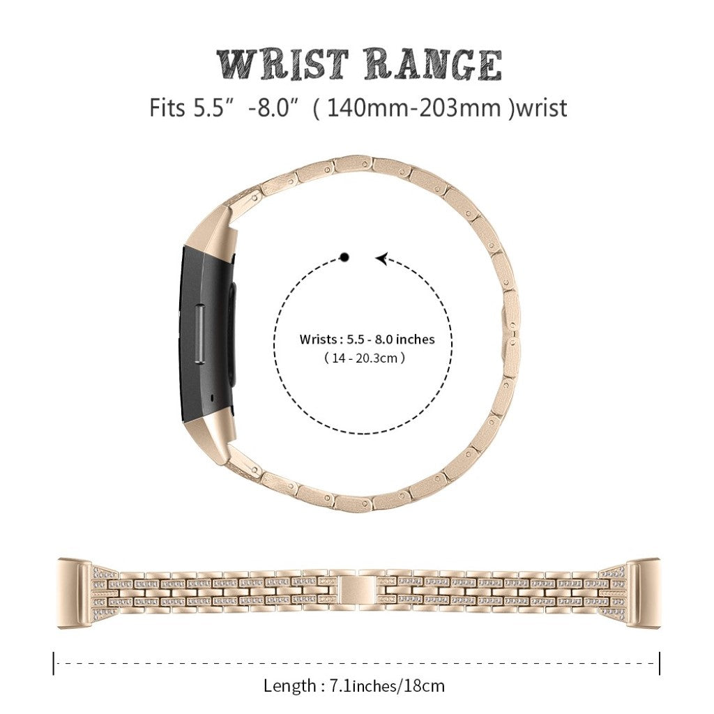 Vildt smuk Fitbit Charge 3 Plastik og Silikone Rem - Guld#serie_5