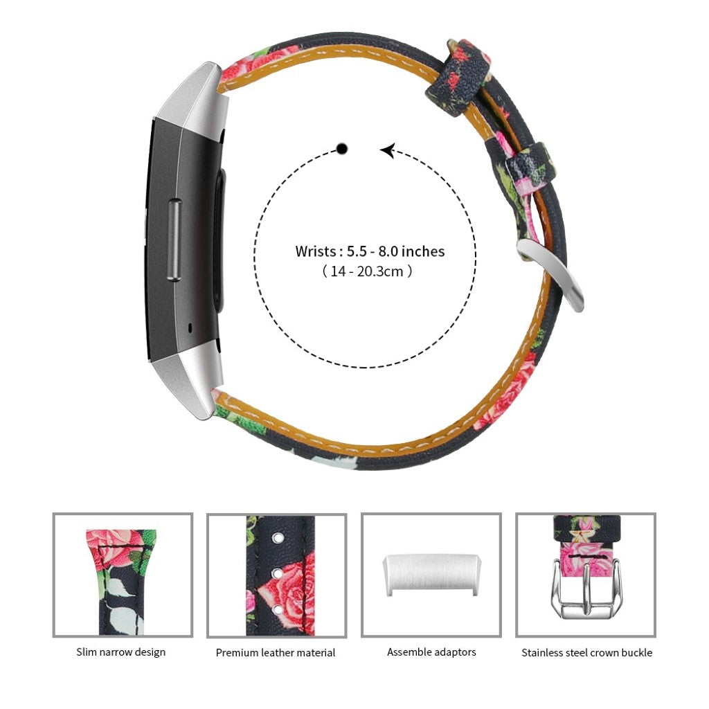 Slidstærk Fitbit Charge 3 Ægte læder Rem - Pink#serie_1