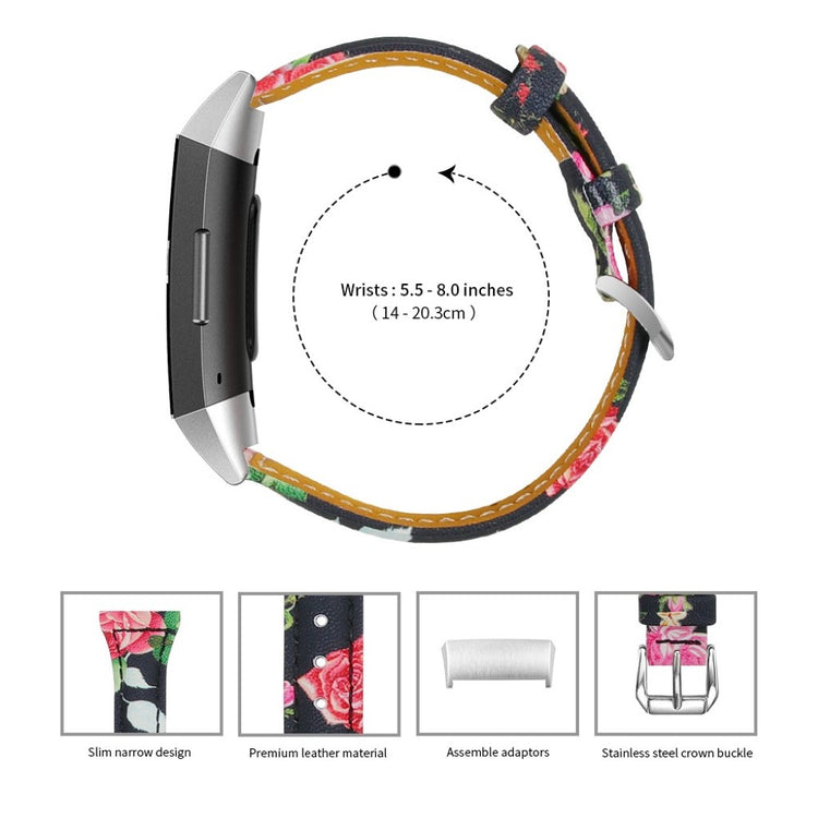 Slidstærk Fitbit Charge 3 Ægte læder Rem - Pink#serie_1