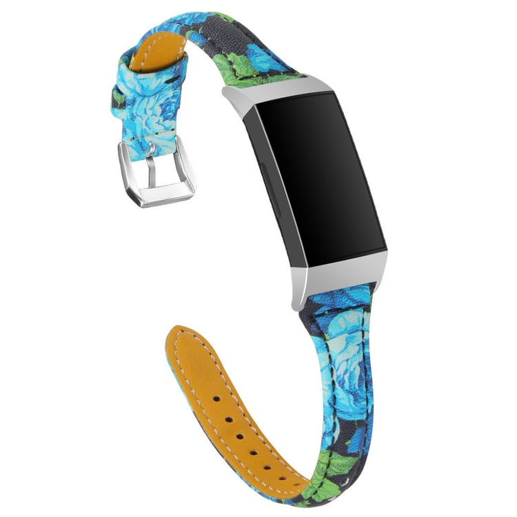 Slidstærk Fitbit Charge 3 Ægte læder Rem - Blå#serie_4