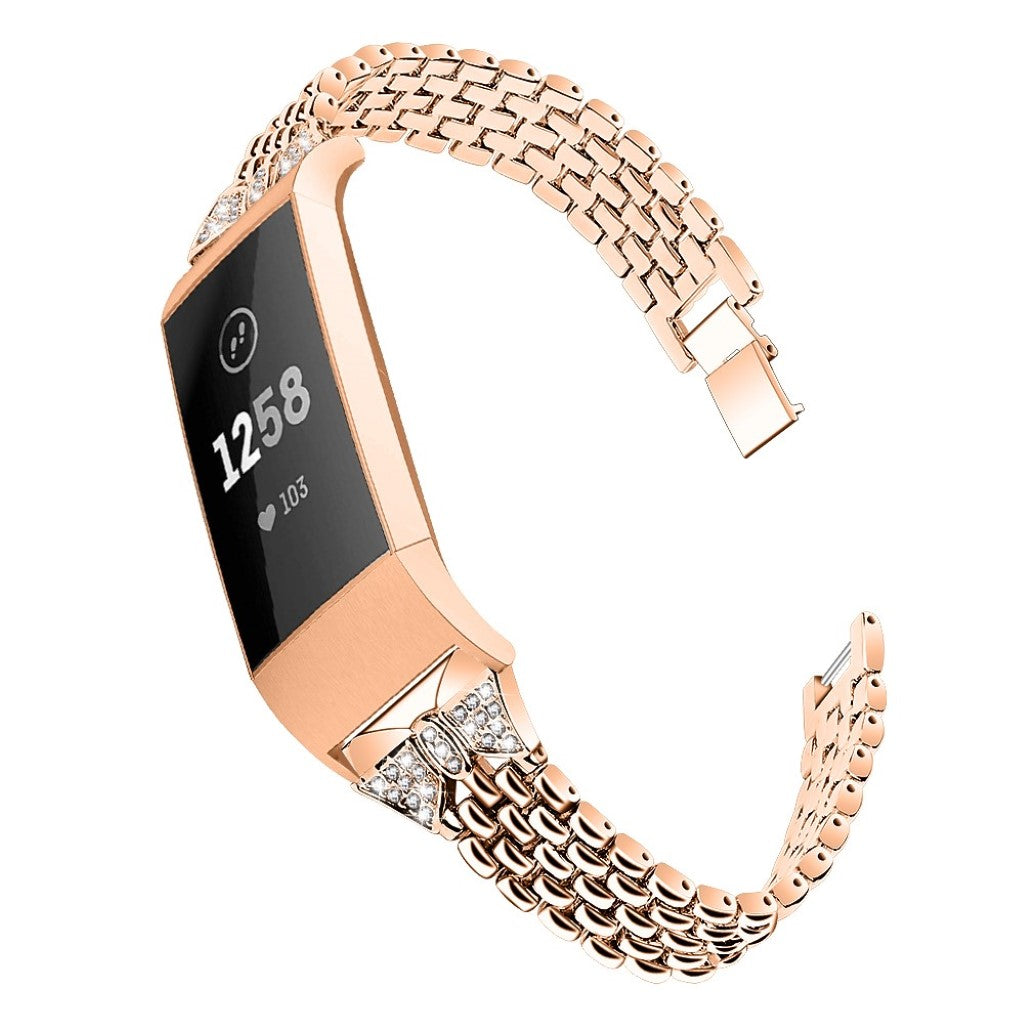 Vildt fantastisk Fitbit Charge 3 Metal og Rhinsten Rem - Guld#serie_4