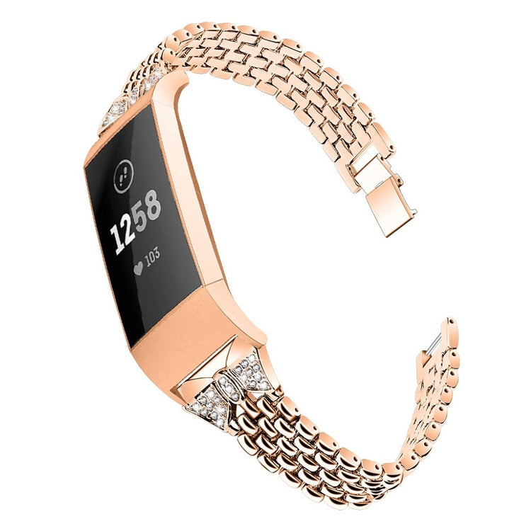 Vildt fantastisk Fitbit Charge 3 Metal og Rhinsten Rem - Guld#serie_4