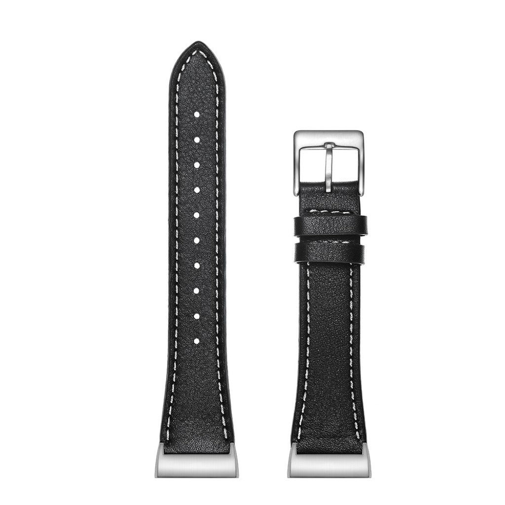 Vildt godt Fitbit Charge 3 Ægte læder Rem - Sort#serie_1