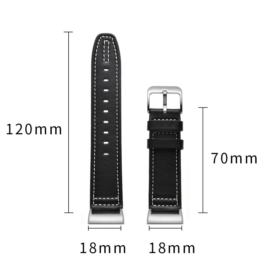 Vildt pænt Fitbit Charge 3 Ægte læder Rem - Sort#serie_1