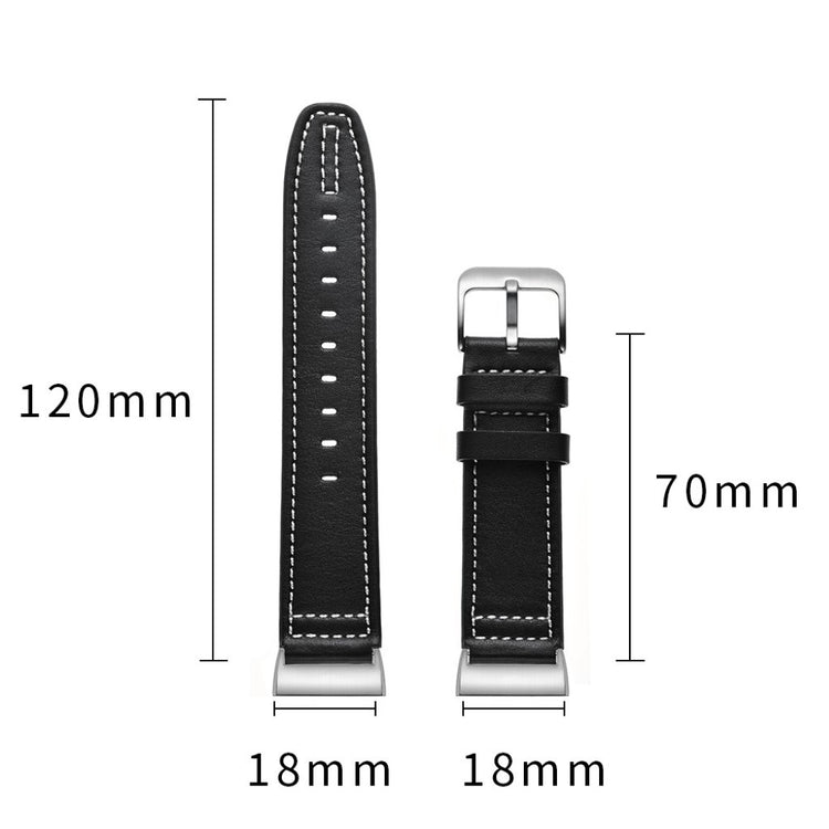 Vildt pænt Fitbit Charge 3 Ægte læder Rem - Sort#serie_1