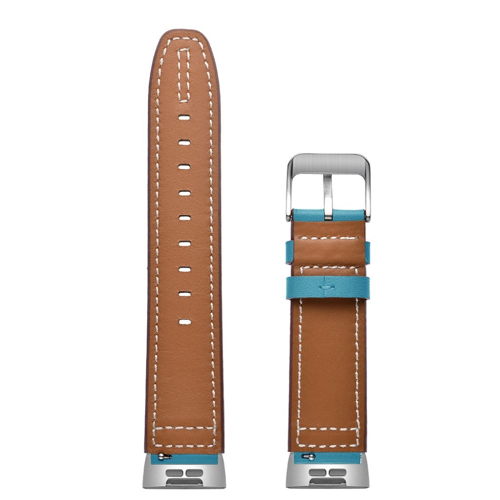 Vildt pænt Fitbit Charge 3 Ægte læder Rem - Blå#serie_3
