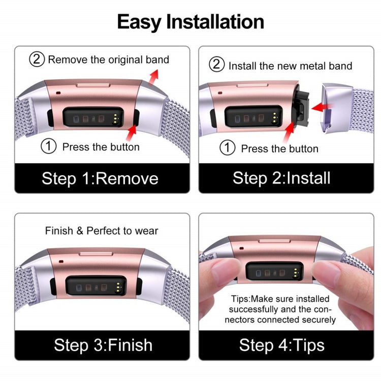Komfortabel Fitbit Charge 3 Metal Rem - Lilla#serie_062