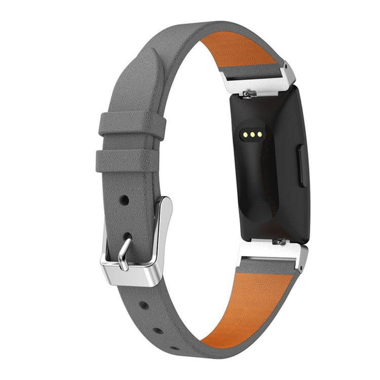 Mega komfortabel Fitbit Inspire Ægte læder Rem - Sølv#serie_1