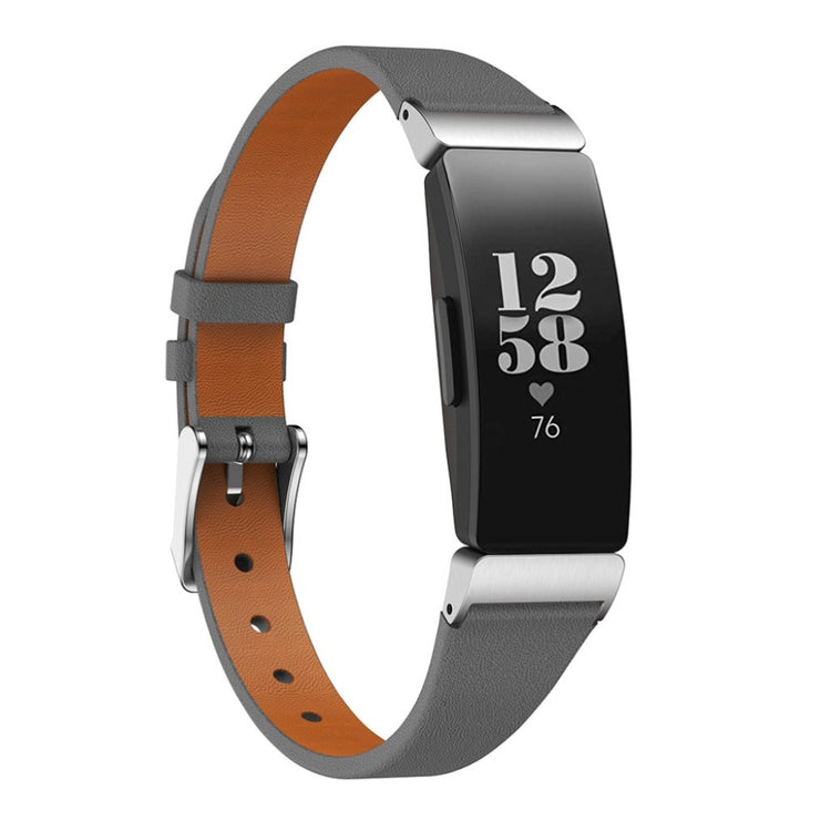 Mega komfortabel Fitbit Inspire Ægte læder Rem - Sølv#serie_1