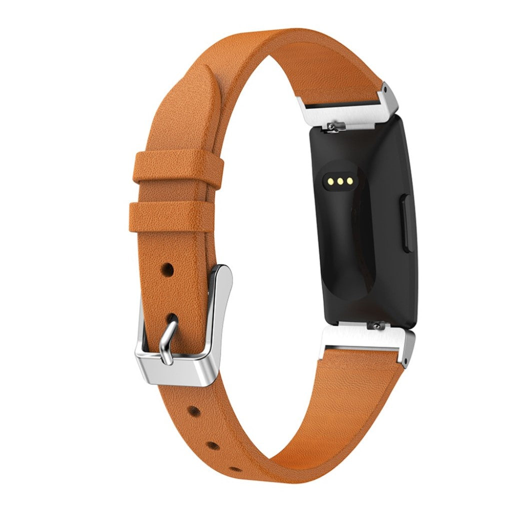 Mega komfortabel Fitbit Inspire Ægte læder Rem - Brun#serie_2