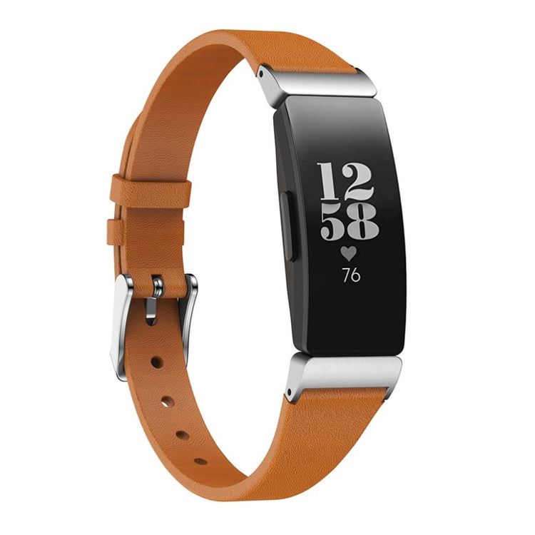 Mega komfortabel Fitbit Inspire Ægte læder Rem - Brun#serie_2