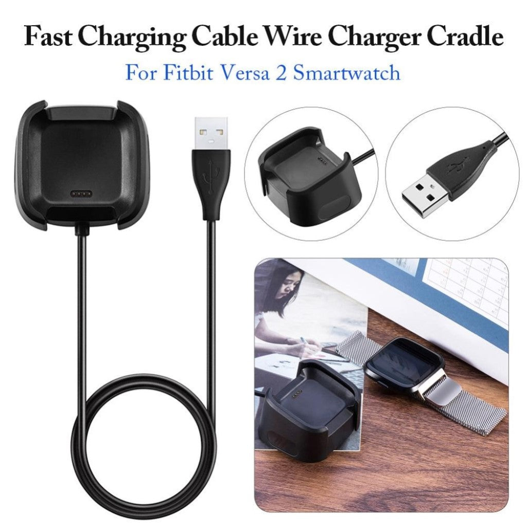 Plastik Fitbit Versa 2 USB Ladestation - Sort#serie_6