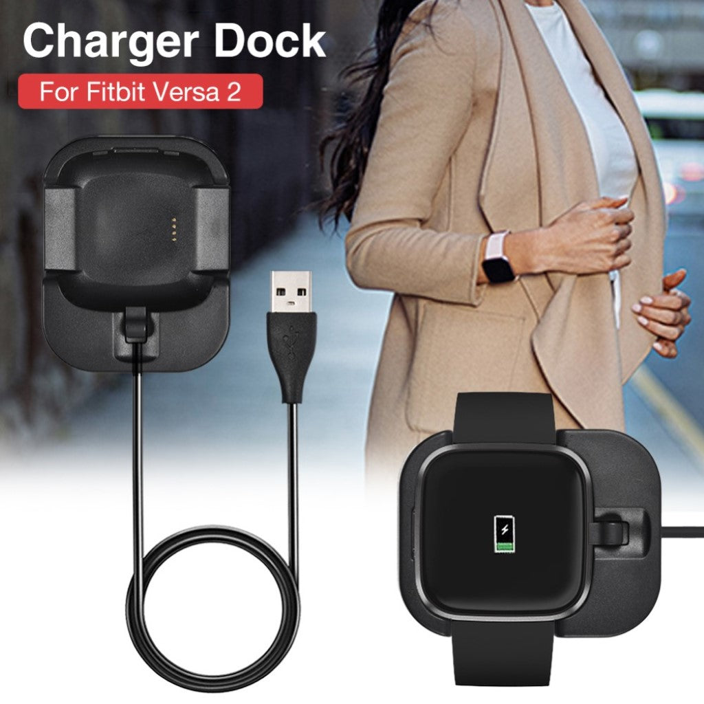 Plastik Fitbit Versa 2 USB Ladestation - Sort#serie_014