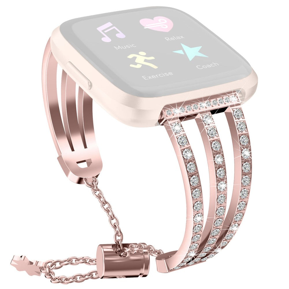  Fitbit Versa 2 / Fitbit Versa Lite Metal og Rhinsten Rem - Pink#serie_1