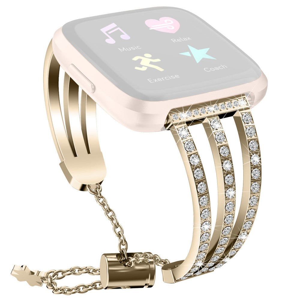  Fitbit Versa 2 / Fitbit Versa Lite Metal og Rhinsten Rem - Guld#serie_3