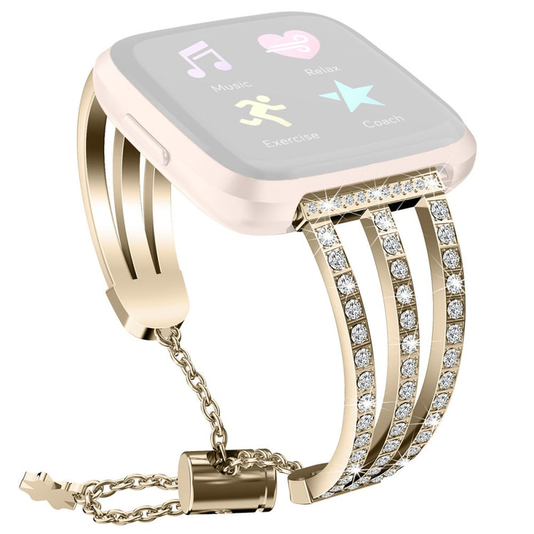  Fitbit Versa 2 / Fitbit Versa Lite Metal og Rhinsten Rem - Guld#serie_3