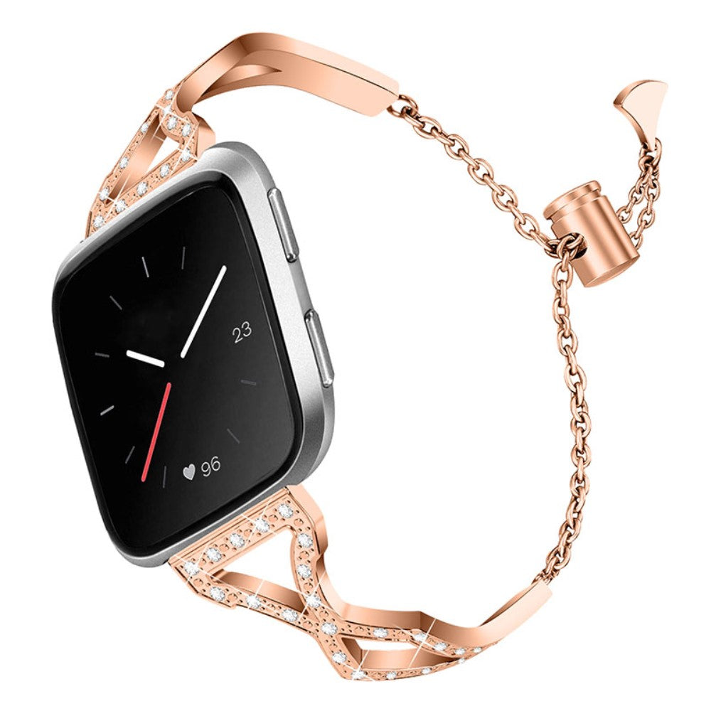  Fitbit Versa 2 / Fitbit Versa Lite Metal og Rhinsten Rem - Pink#serie_1