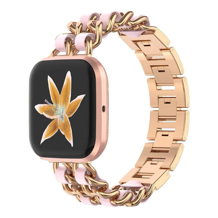  Fitbit Versa 2 / Fitbit Versa Lite Metal og Kunstlæder Rem - Pink#serie_1