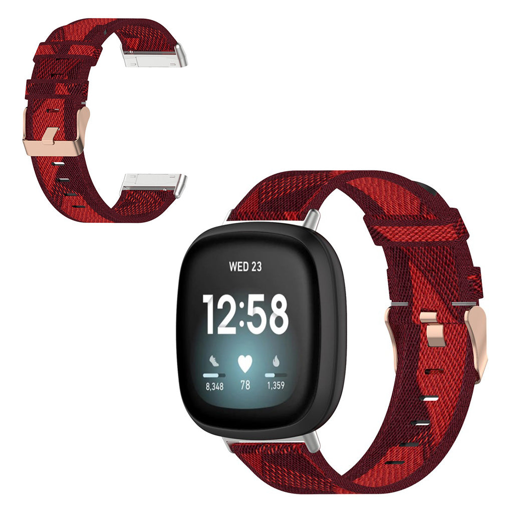 Meget komfortabel Fitbit Versa 3 / Fitbit Sense Nylon Rem - Rød#serie_4