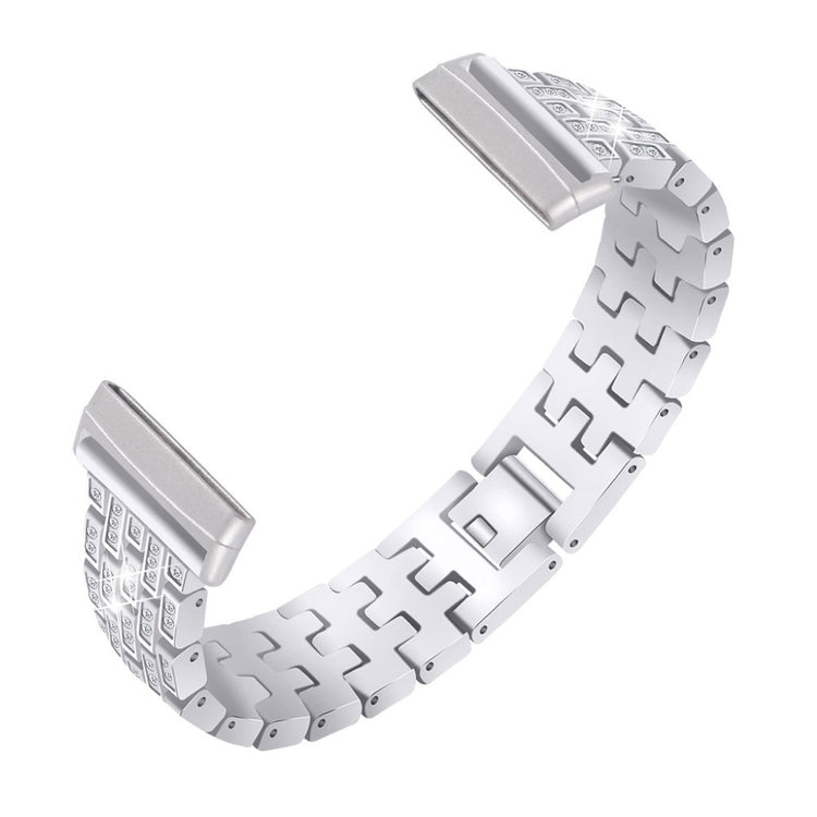 Smuk Fitbit Versa 3 / Fitbit Sense Metal og Rhinsten Rem - Sølv#serie_2