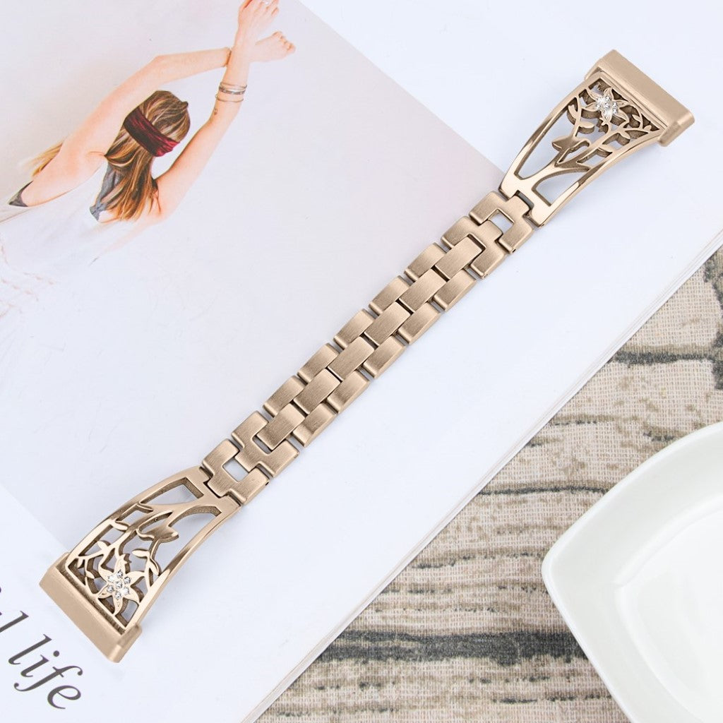 Stilren Fitbit Versa 3 / Fitbit Sense Metal og Rhinsten Rem - Guld#serie_4