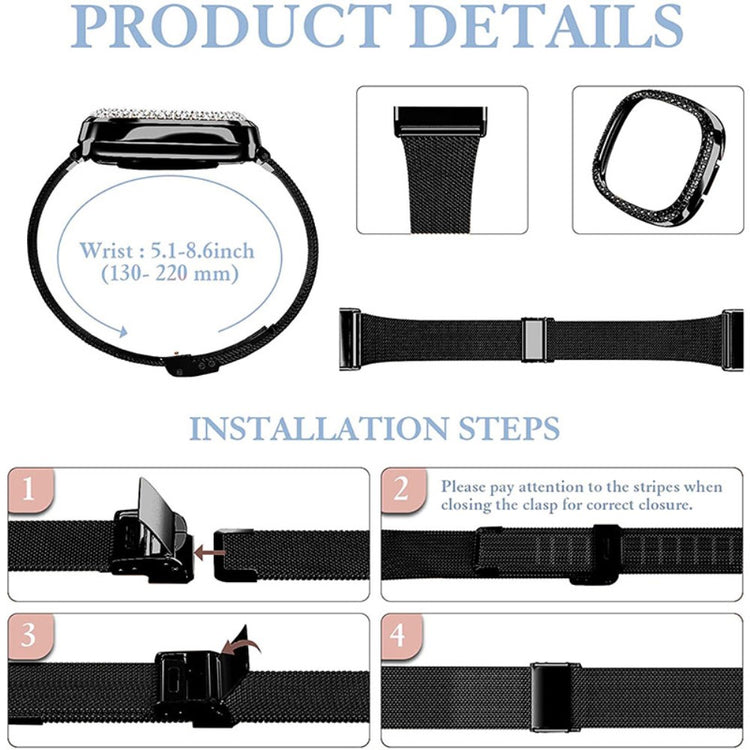 Fitbit Versa 3 Metal Rem - Sort#serie_2
