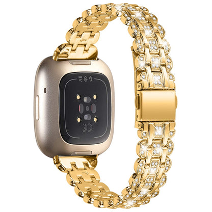Mega fint Fitbit Versa 3 Metal og  Rhinsten Urrem - Guld#serie_3