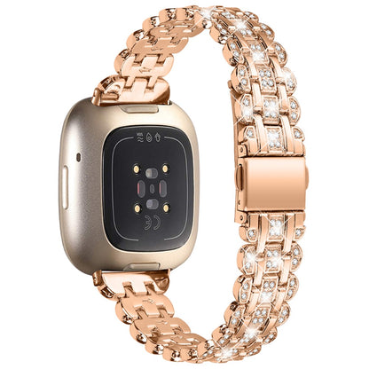 Mega fint Fitbit Versa 3 Metal og  Rhinsten Urrem - Pink#serie_4