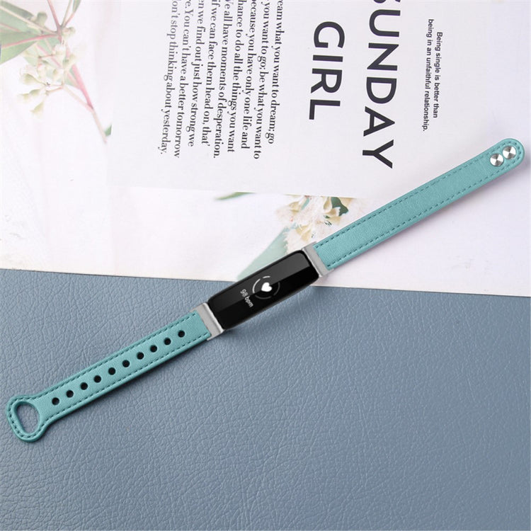 Vildt pænt Fitbit Inspire 2 / Fitbit Ace 2 Ægte læder Urrem - Blå#serie_10