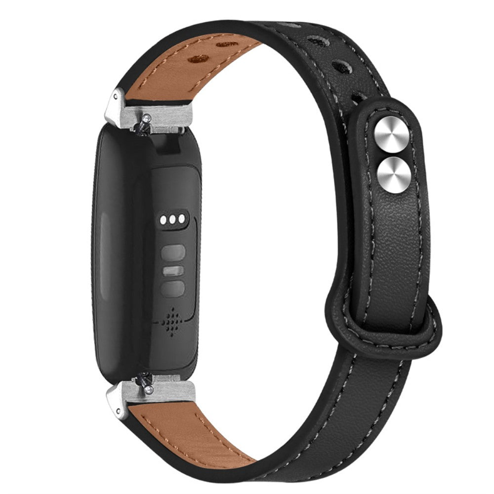 Super cool Fitbit Inspire 2 / Fitbit Ace 2 Ægte læder Rem - Sort#serie_2