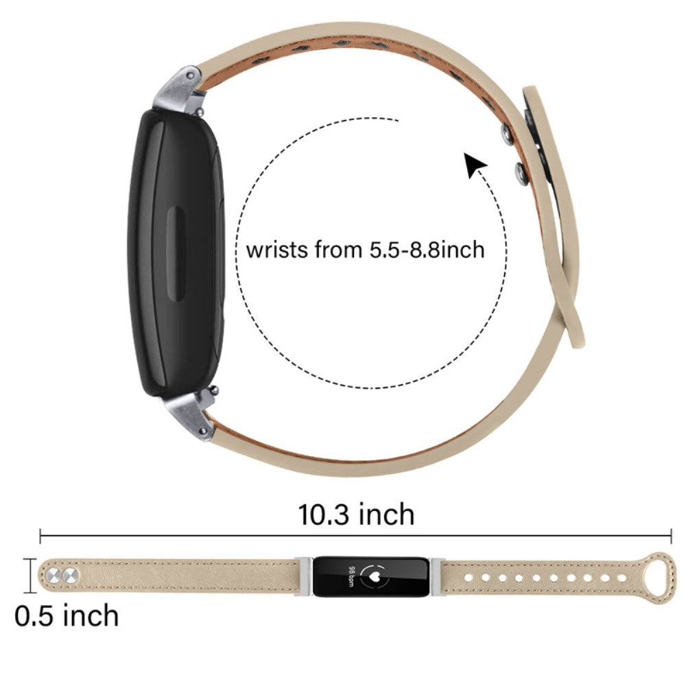 Vildt pænt Fitbit Inspire 2 / Fitbit Ace 2 Ægte læder Urrem - Beige#serie_3