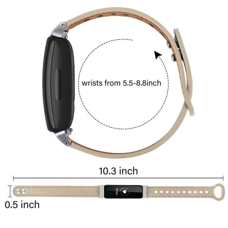 Vildt pænt Fitbit Inspire 2 / Fitbit Ace 2 Ægte læder Urrem - Beige#serie_3