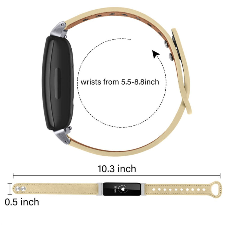 Vildt pænt Fitbit Inspire 2 / Fitbit Ace 2 Ægte læder Urrem - Beige#serie_5