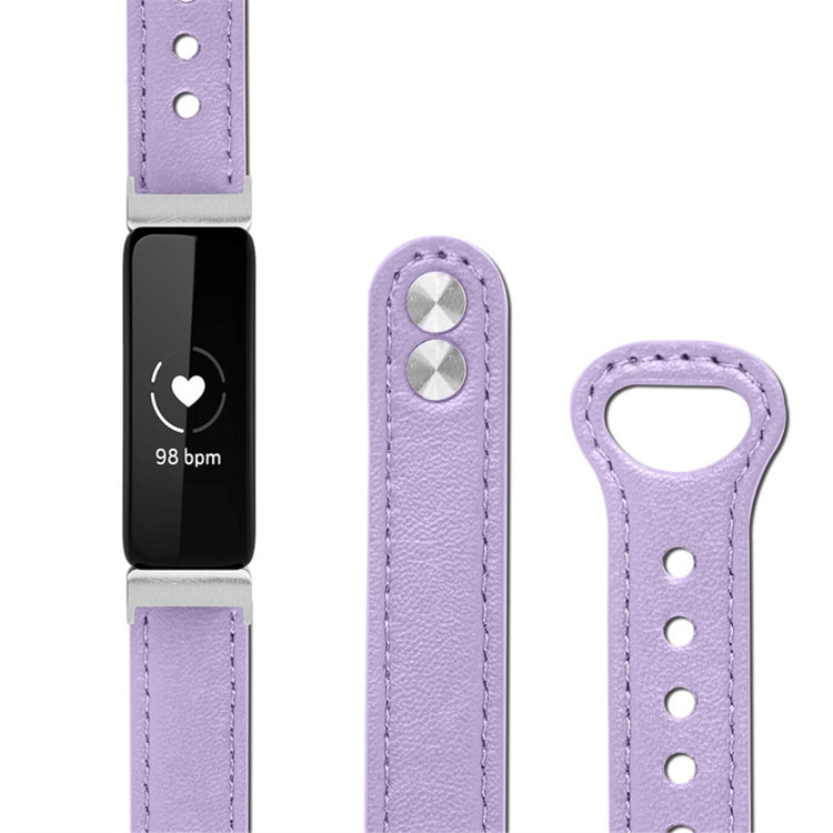Vildt pænt Fitbit Inspire 2 / Fitbit Ace 2 Ægte læder Urrem - Lilla#serie_6